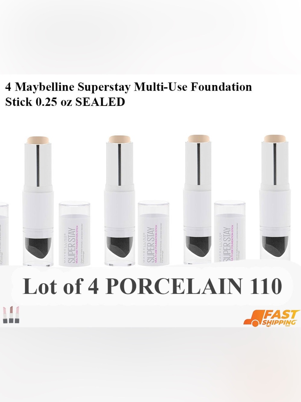 Lot of 4 Maybelline Superstay Multi-Use Foundation Stick - Porcelain